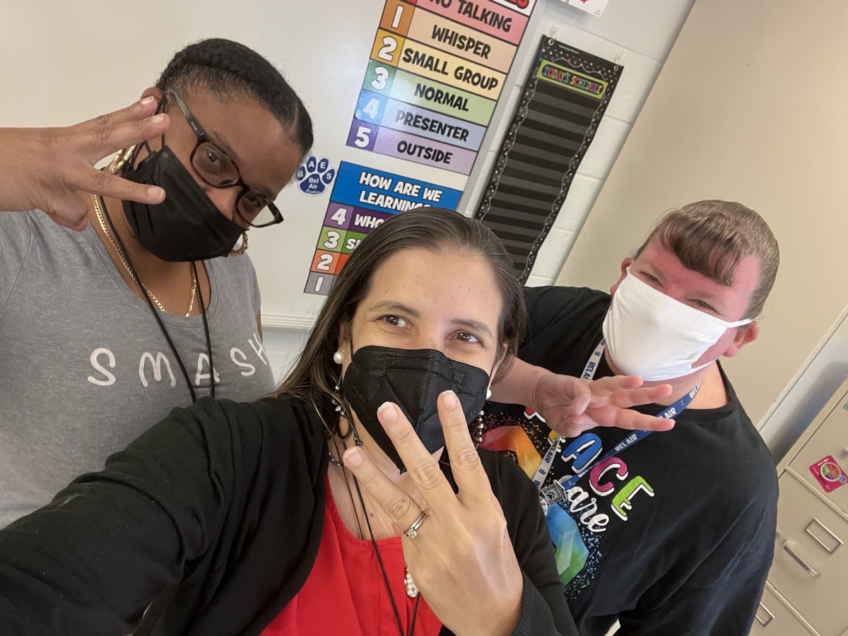 picture of the third grade team, Ms. Brown, Ms. Roop and Ms. Ustariz