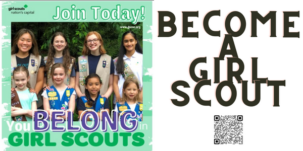Become a Girl Scout with image of girl scouts of different levels