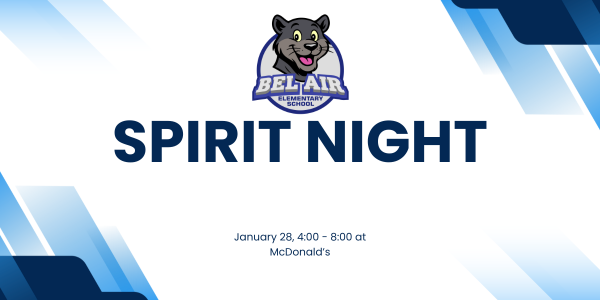 McDonald's Spirit Night January 28 4-8 pm.